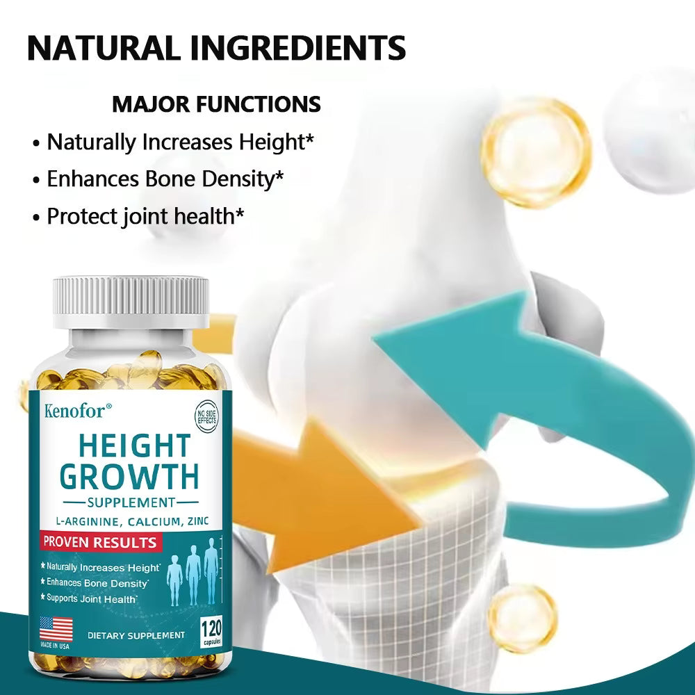 Natural Height Growth Calcium Vitamin D Supplement Vegetarian Capsules
